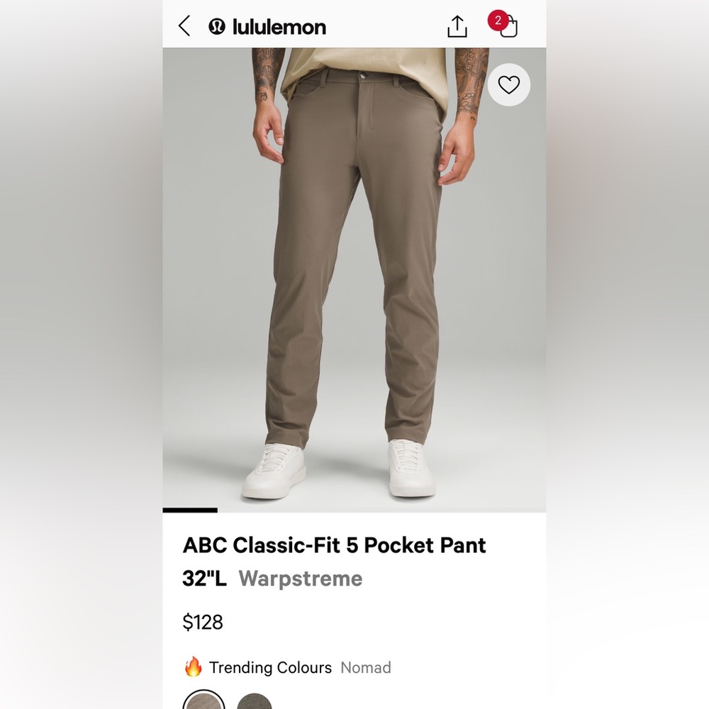 ABC Classic-Fit 5 Pocket Pant
32"L Nomad